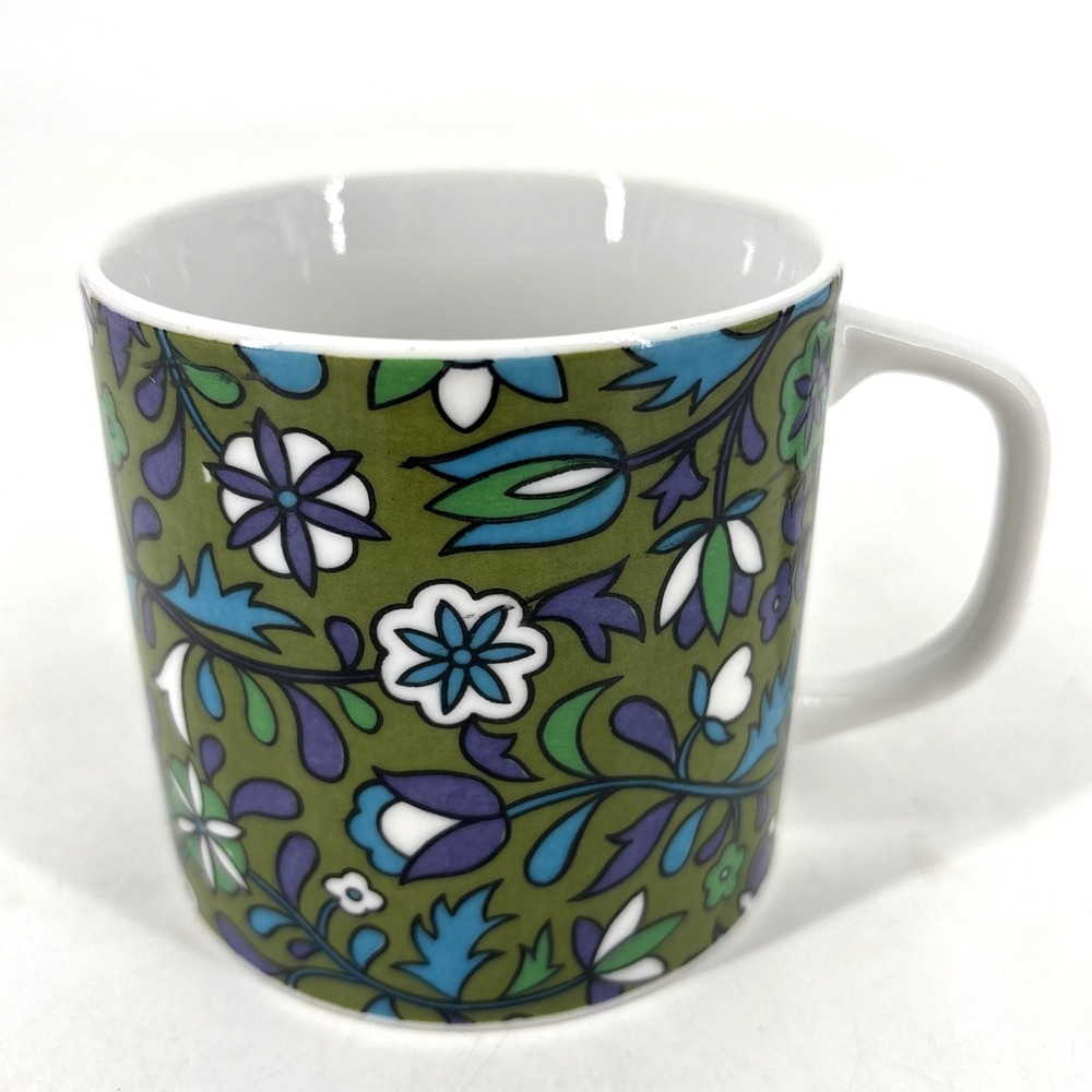 Vtg 1966 Holt Howard #7821 Tulip Flower Power Green Purple Coffee Tea Mug Retro